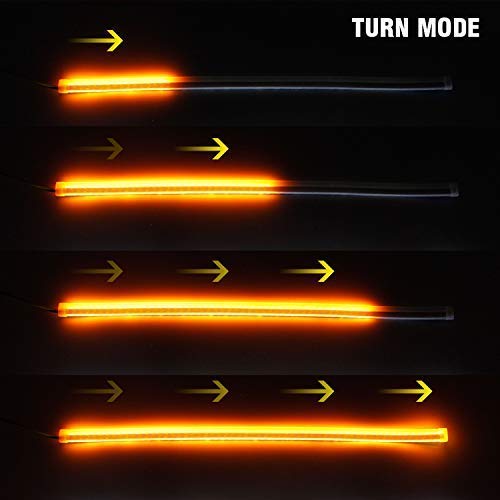 (Set of 2 )Sequential Flow Universal Ultra-fine 60cm DRL | Daytime Running Light | Flexible | Soft | Tube Guide Car LED Strip | White and Yellow Color |