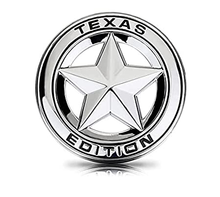 Star Texas Edition Emblem Sticker for All Cars, Metal (Silver)