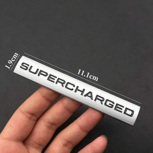 1Pcs Supercharged Emblem 3D Car Logo Premium Auto Badge Rear Trunk Sticker Side Fender Decal (Silver-Black)