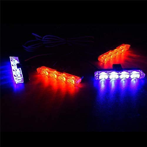 Car Police Light 4 X 4 LED With Wireless Remote, Red & Blue Police Strobe Flasher Light Dash Emergency Warning Lamp 12V