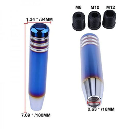 CarOxygen - Aluminum 18CM Long Universal Racing Car MOMO Shift Knob Manual Transmissive MOMO 18CM Gear Shift Knob with 3 Adapters (Mutli 18CM) (Multi Titanium 18CM MOMO)