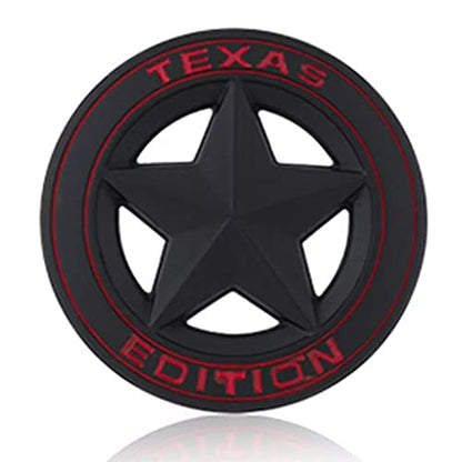 Star Texas Edition Logo 8 x 8cm Car Bike Metal Star Texas Edition Logo Car Emblem Texas 3D Badge Auto Racing Sport Sticker Grand Tourer Decal (Silver RED Star Texas Edition 3D Sticker)