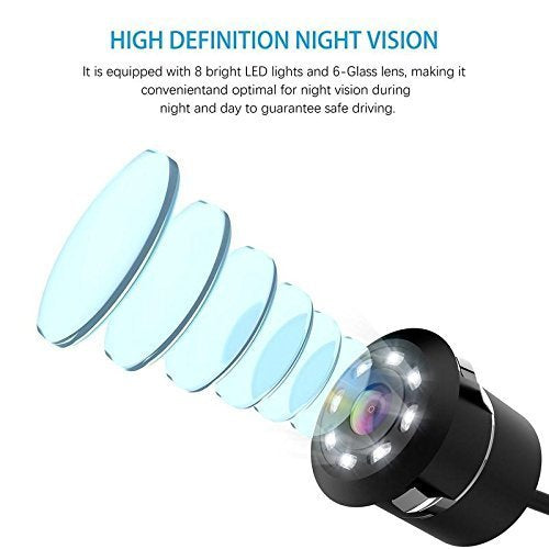 Car Oxygen - Car Rear View Reverse Parking Camera with 8 LED Waterproof 170 Degree Wide Angle Night Vision for All Cars