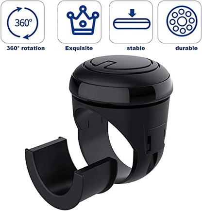 3R-2251 Black 360Â° Rotation Universal Car Steering Knob Wheels Spinner Knob Power Save Easy Turn Ball Booster