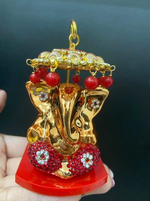 Small Ganesh Idol for Car Dashboard, Ganesh JI Statue, Handicraft Item for Home Decor, Office Decor, Shelf Decor (10 X 5 Cm )