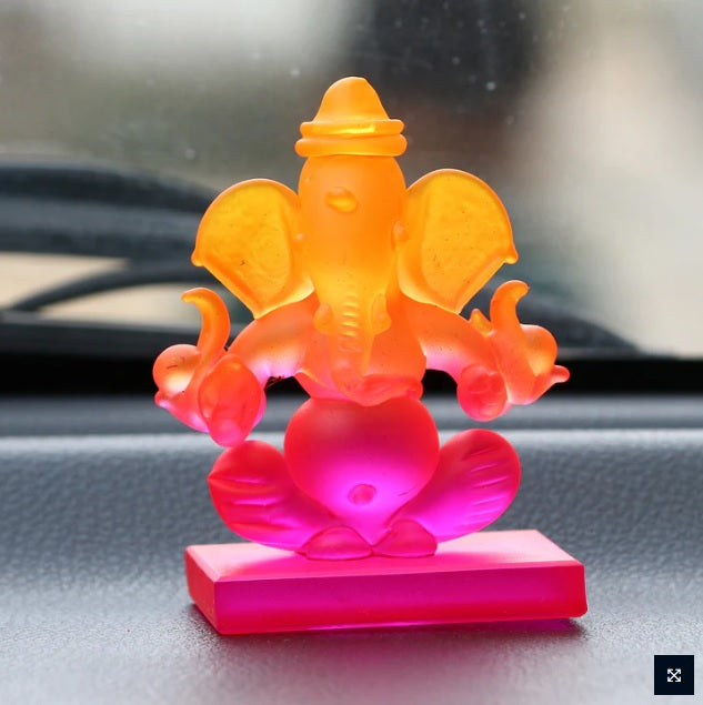 Double Sided Crystal Car Ganesha Showpiece