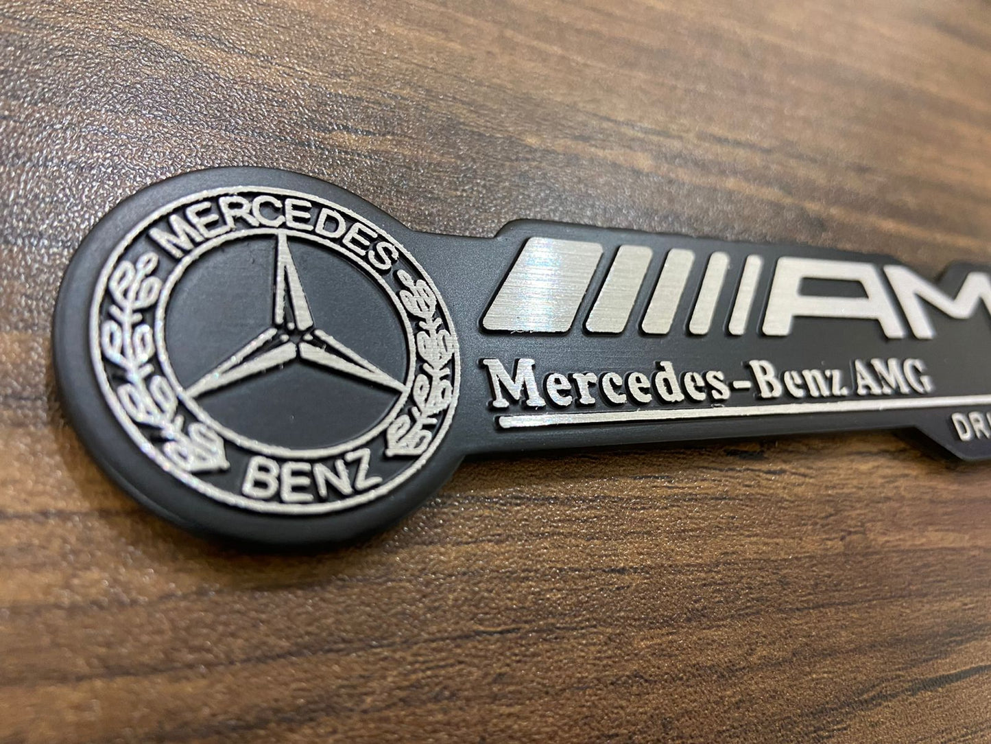 AMG Performance Emblem Sticker 3D, Grill Badge Logo Sticker For Mercedes Benz Cars, Black & Chrome