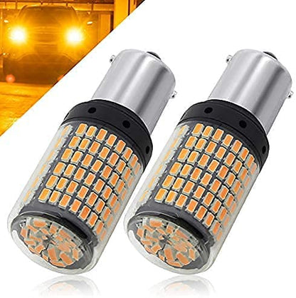6 MONTHS WARRANTY 2800 Lumen 3014 Chipset 144 SMD Amber Canbus Error Free Led Turn Signal Light Led Bulb Front Rear Turn Signal Bulb (BA15S P21) Set Of 2