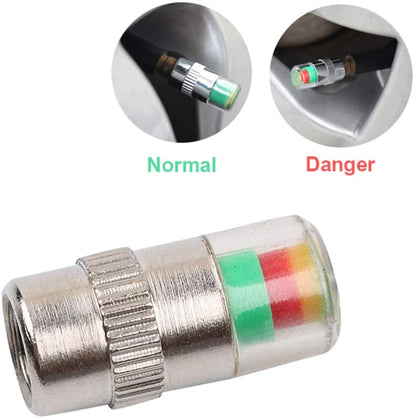 CarOxygen Car Tire Valve Stem Caps Pressure Monitor Sensor Indicator 3 Color Eye Alert 4Pcs