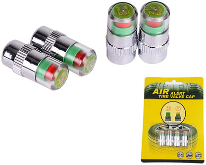 CarOxygen Car Tire Valve Stem Caps Pressure Monitor Sensor Indicator 3 Color Eye Alert 4Pcs