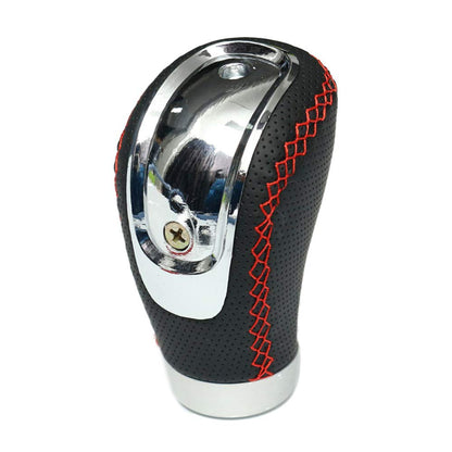 5 6 Speed Manual Car Gear Shift Knob Shifter Lever Handle Stick PU Leather Universal with 3 Caps - Black