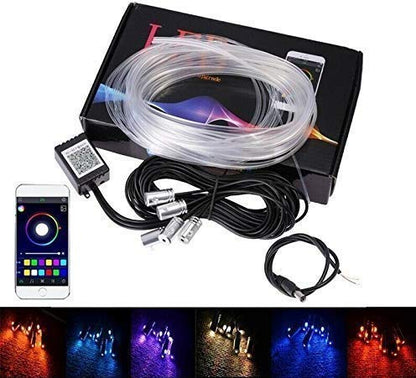 CarOxygen - Car LED Interior Strip Light, 16 Million Colors 5 in 1 with 6 Meters Fiber Optic, Multicolor RGB Sound Active Automobile Atmosphere Ambient Lighting Kit - Wireless Bluetooth APP Control