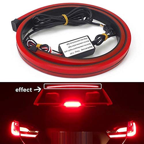 Car Oxygen - Rear Windshield Brake Strip LED Warning Light for All Cars - 90CM, Transparent Red