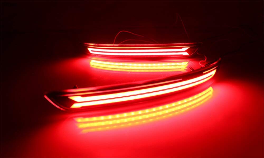 Rear Bumper LED Matrix Reflector Brake Light For Innova Crysta 2016-2020 Models with Running Indicator Function (Red, B Model) - Set of 2 Pieces