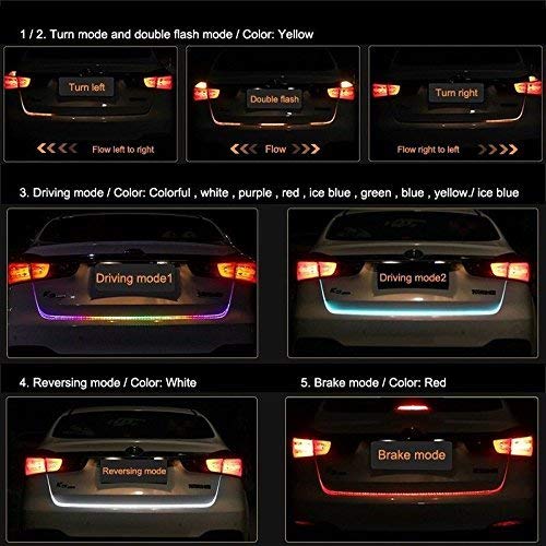 Led Strip Trunk/Dicky/Boot/Tail Lights Streamer Brake Turn Signal Light (Works with All Cars)