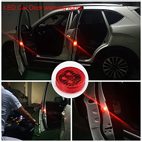 LED Wireless Car Door Warning Open Lights Indicator Decor Interior Flash Magnetic car led Lights for Anti Rear-End(RED) Free Batteries (Red Light -( 1 Pair- 2 pcs)