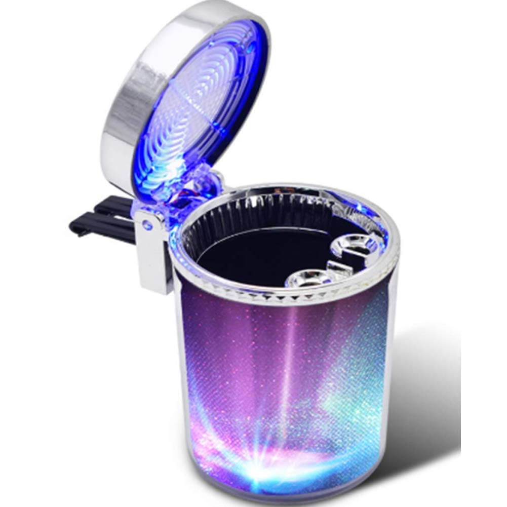 CarOxygen - Ashtray Portable Ashtray with Colorful LED Light Smokeless Ashtray with Lid Smell Proof, Suitable for Car, Outdoor Travel, Home Use, Office