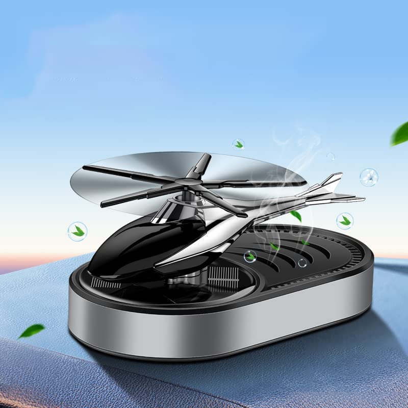 Helicopter Solar Car Air Freshener Rotation Zinc Alloy Car Perfume Diffuser Ornament for Vehicles