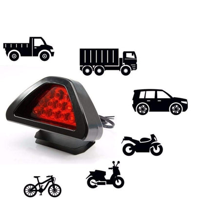 CarOxygen -12 LED Car Blinking Brake Light Triangle F1 Style Rear Tail Brake Lamp 12V Universal Fit for All Cars (Red)