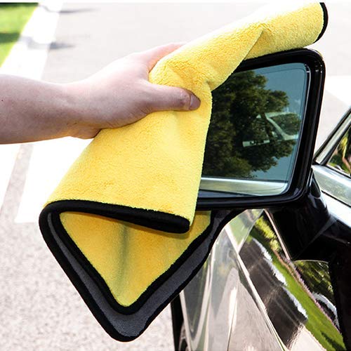 Car Oxygen - Soft Microfiber Lint Free Car Cleaning Clothes Dual Layer Ultra Thick 800 GSM Absorbent Detailing Towel (Yellow OR Grey, 30x60cm, 1 PC)