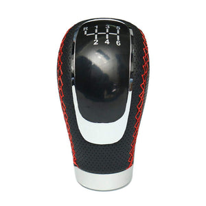 5 6 Speed Manual Car Gear Shift Knob Shifter Lever Handle Stick PU Leather Universal with 3 Caps - Black