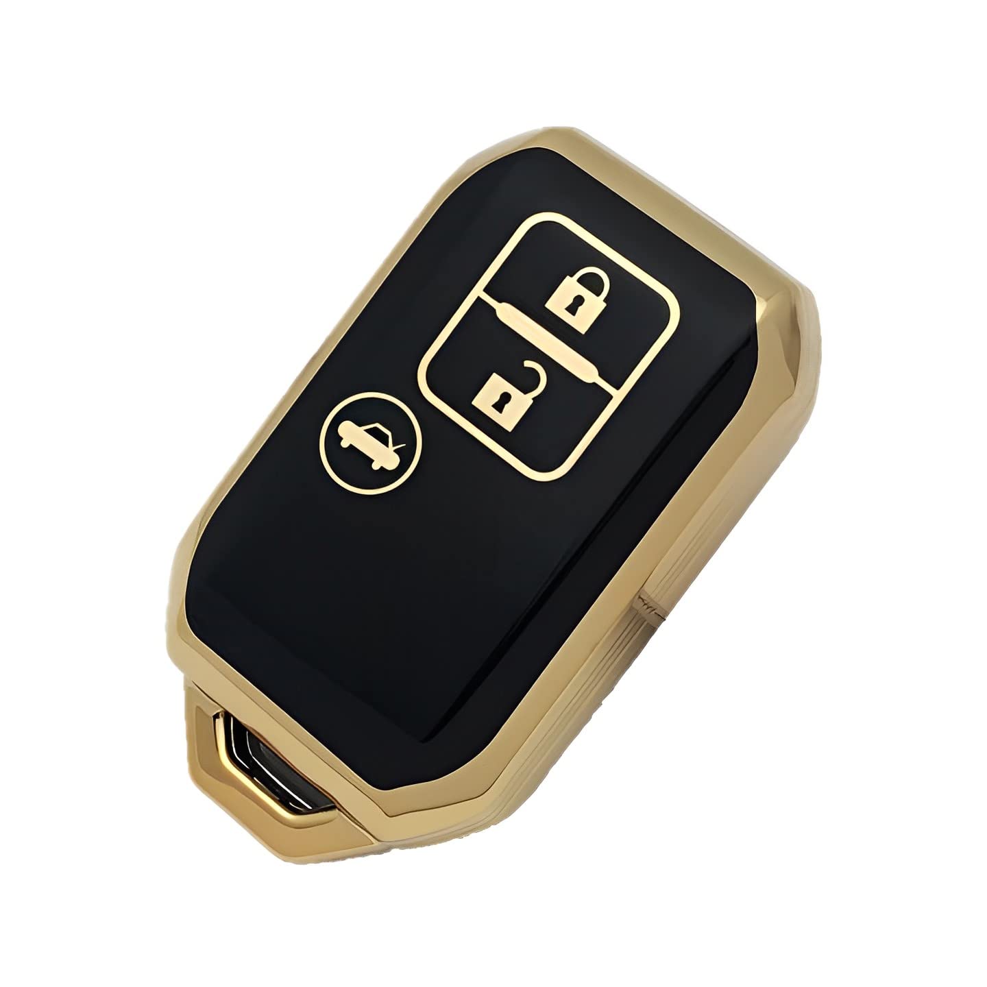 TPU Gold Car Key Cover Compatible for Maruti Suzuki Swift, Dzire, Baleno, Ertiga 3 Button Smart Key Cover (Pack of 1, Black)