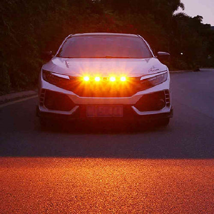 LED Grille Lights Amber Yellow Grill Led with Fuse Adapter Wiring Harness Kit (4PCS, Amber Shell with Amber Light) Compatible with H5X