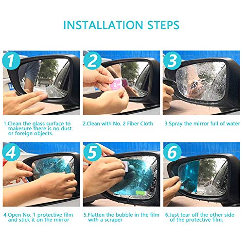 CarOxygen - Car Mirror Waterproof Film Anti Fog Film for Car Mirror Rain Proof Film, All Vehicles