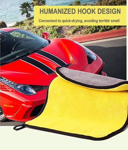CarOxygen - Soft Microfiber Lint Free Car Cleaning Cloth Dual Layer Ultra Thick 800 GSM Absorbent Detailing Towel (Yellow OR Grey, 30x60cm, 1 PC)