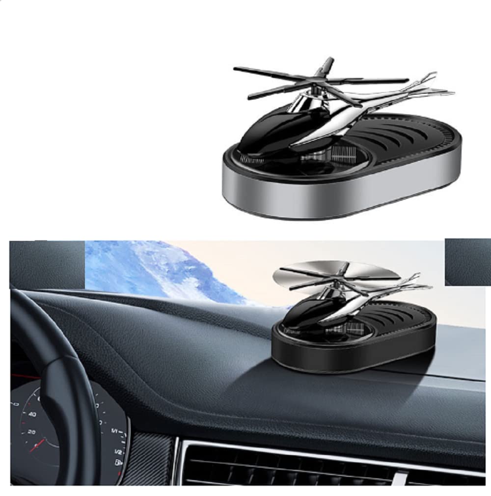 Helicopter Solar Car Air Freshener Rotation Zinc Alloy Car Perfume Diffuser Ornament for Vehicles