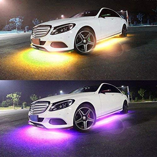 Car Underglow Lights, 4 Pcs Bluetooth Led Strip Lights with Dream Color Chasing, APP Control 12V 300 LEDs Underbody Lights, Waterproof Underglow Led Light Kit for Cars, Trucks, Boats