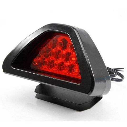 CarOxygen -12 LED Car Blinking Brake Light Triangle F1 Style Rear Tail Brake Lamp 12V Universal Fit for All Cars (Red)