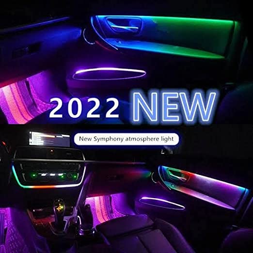 Cardi k4 Series With Voice Control - All Car LED Atmosphere Ambient Lighting Kit Interior Strip Light 16 Million Colors 5in1 with 6 Meters Fiber Optic Multicolor RGB Sound Active Wireless Bluetooth APP Remote Control