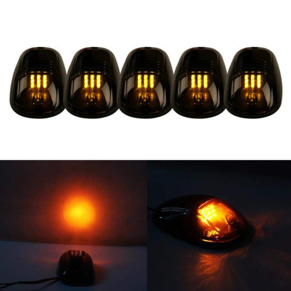 Car Oxygen -5pcs Car Cab Roof Marker Lights For Truck SUV DC 12V 9-LED Black Smoked Lens Clearance Marker LED Roof Lamps Doom Lights