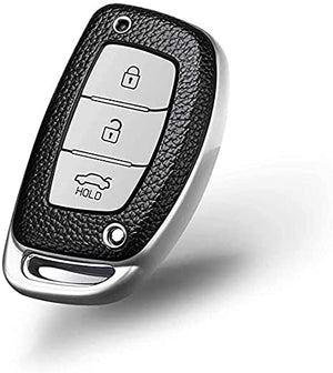 CarOxygen 3 Button Smart Key Genuine Leather Key Cover/Leather Key Case Pouch Wallet Key Chain Key Holder