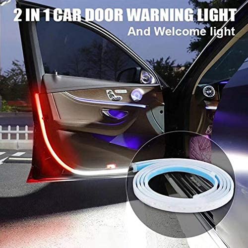 2PCS Car Door Opening Warning Lights 144 LED Strobe Flashing Anti Rear-end Collision Safety Lamps welcome Flash light (RED& WHITE)