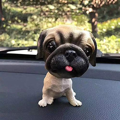CarOxygen - Nodding Head Bobble Head for Car Dashboard Showpiece (Pug Dog, Beige)