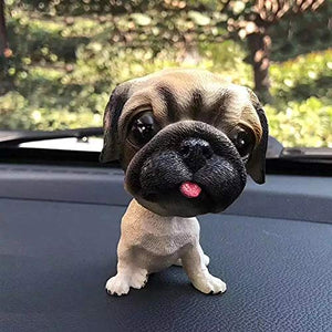 Car Oxygen -Nodding Head Bobble Head for Car Dashboard Showpiece Famous Characters (Pug Dog, Beige)