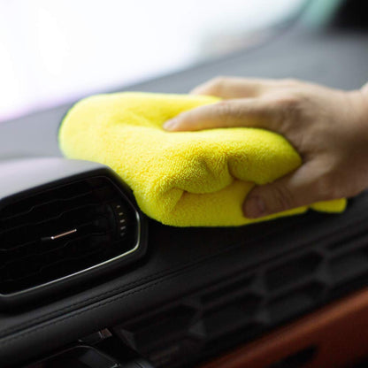 CarOxygen - Soft Microfiber Lint Free Car Cleaning Cloth Dual Layer Ultra Thick 800 GSM Absorbent Detailing Towel (Yellow OR Grey, 30x60cm, 1 PC)