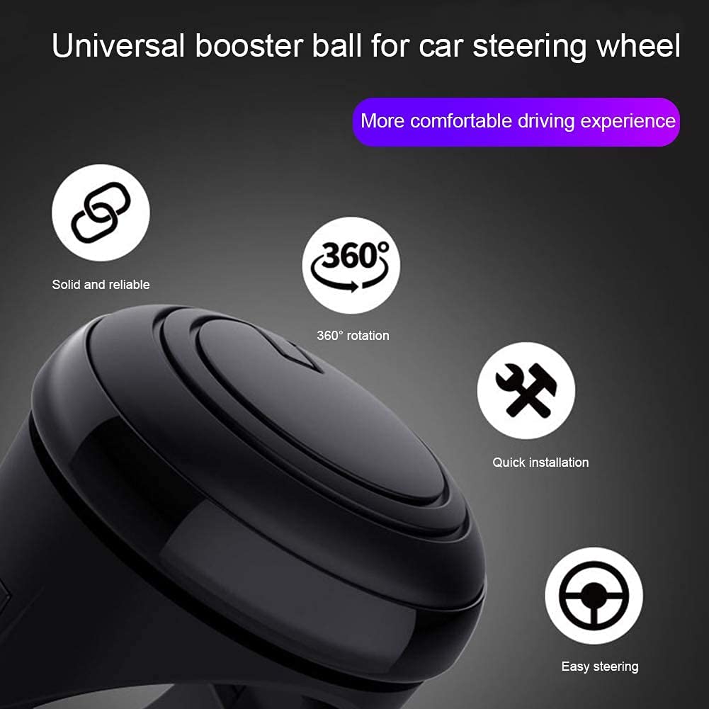 3R-2251 Black 360° Rotation Universal Car Steering Knob Wheels Spinner Knob Power Save Easy Turn Ball Booster