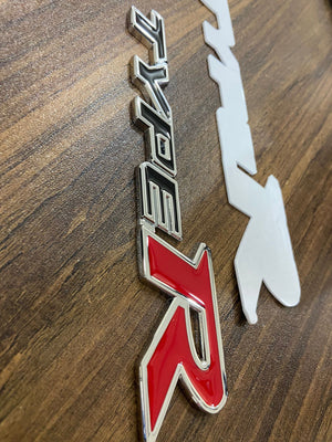 CarOxygen 3D Letter Metal Emblem TYPE R Badge (Black Red)