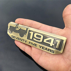1941 75th Anniversary Emblem Sticker for Jeep, Cars, Metal (Bronze)