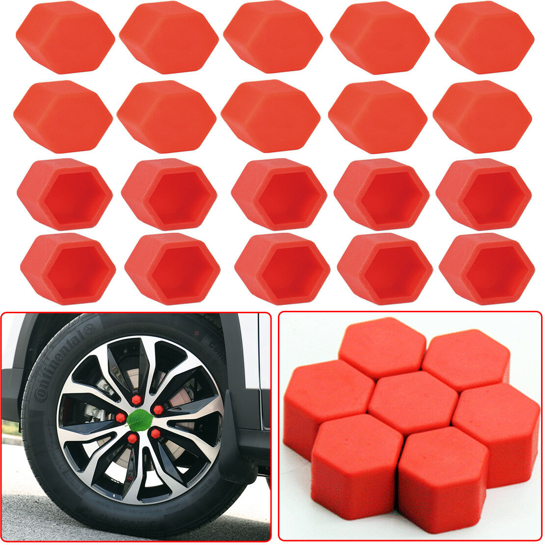 20pcs Universal Orange Silicone Car Wheel Nut Lug Hub Screw Rim Bolt Covers Dust Protection Tyres Screw Caps