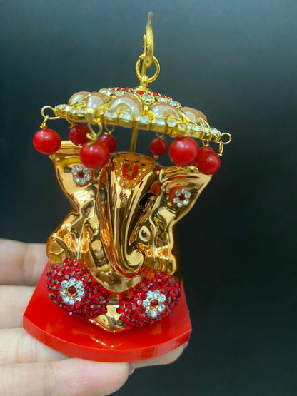 Small Ganesh Idol for Car Dashboard, Ganesh JI Statue, Handicraft Item for Home Decor, Office Decor, Shelf Decor (10 X 5 Cm )