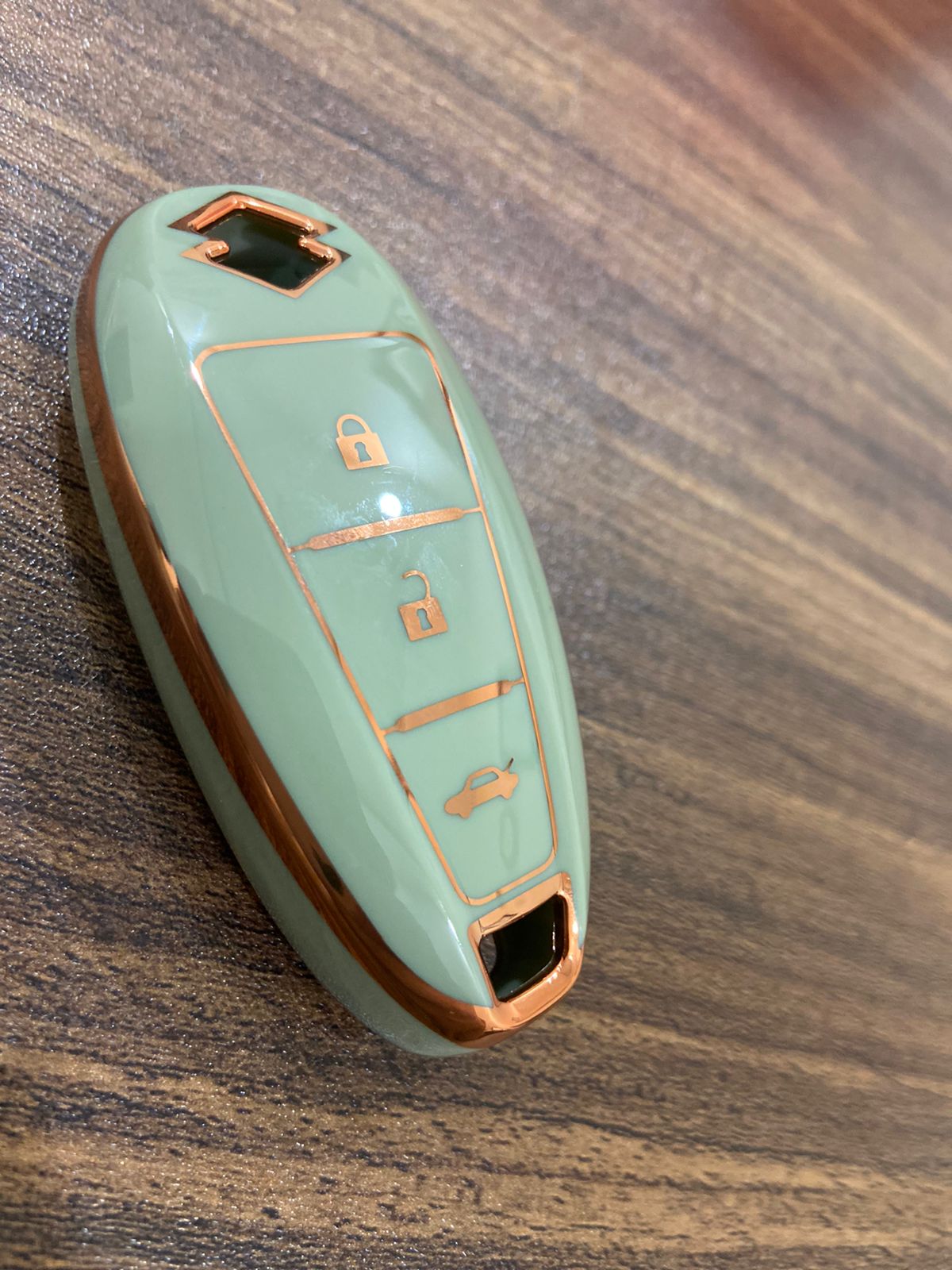 Gold Border TPU Key Cover Compatible with Maruti Suzuki 2 and 3 Button Baleno Ciaz Vitara Brezza S Cross Swift Ignis and Toyota Urban Cruiser Smart Key