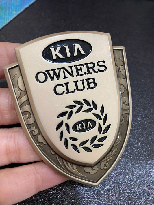 1 x Metal New KIA OWNERS CLUB Logo Car Auto Decorative Side Rear Emblem Badge Sticker Decal for KIA