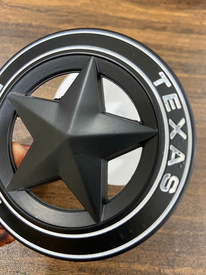 Star Texas Edition Logo 8 x 8cm Car Bike Metal Star Texas Edition Logo Car Emblem Texas 3D Badge Auto Racing Sport Sticker Grand Tourer Decal (Silver RED Star Texas Edition 3D Sticker)