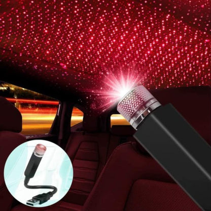 USB Roof Star Projector Lights with 3 Modes, USB Portable Adjustable Flexible Interior Car Night Lamp Decor with Romantic Galaxy Atmosphere fit Car, Ceiling, Bedroom, Party (Plug&Play, REd)