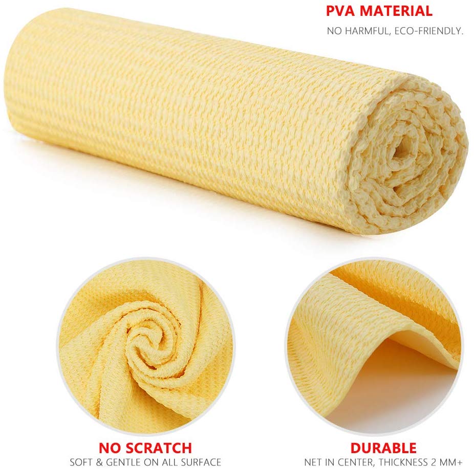 Super Absorbent PVA Drying Chamois Leather Towel for Car/Office/Home Cleaning - Super Absorption Capacity of 250 Ml Water(43X32 cm)