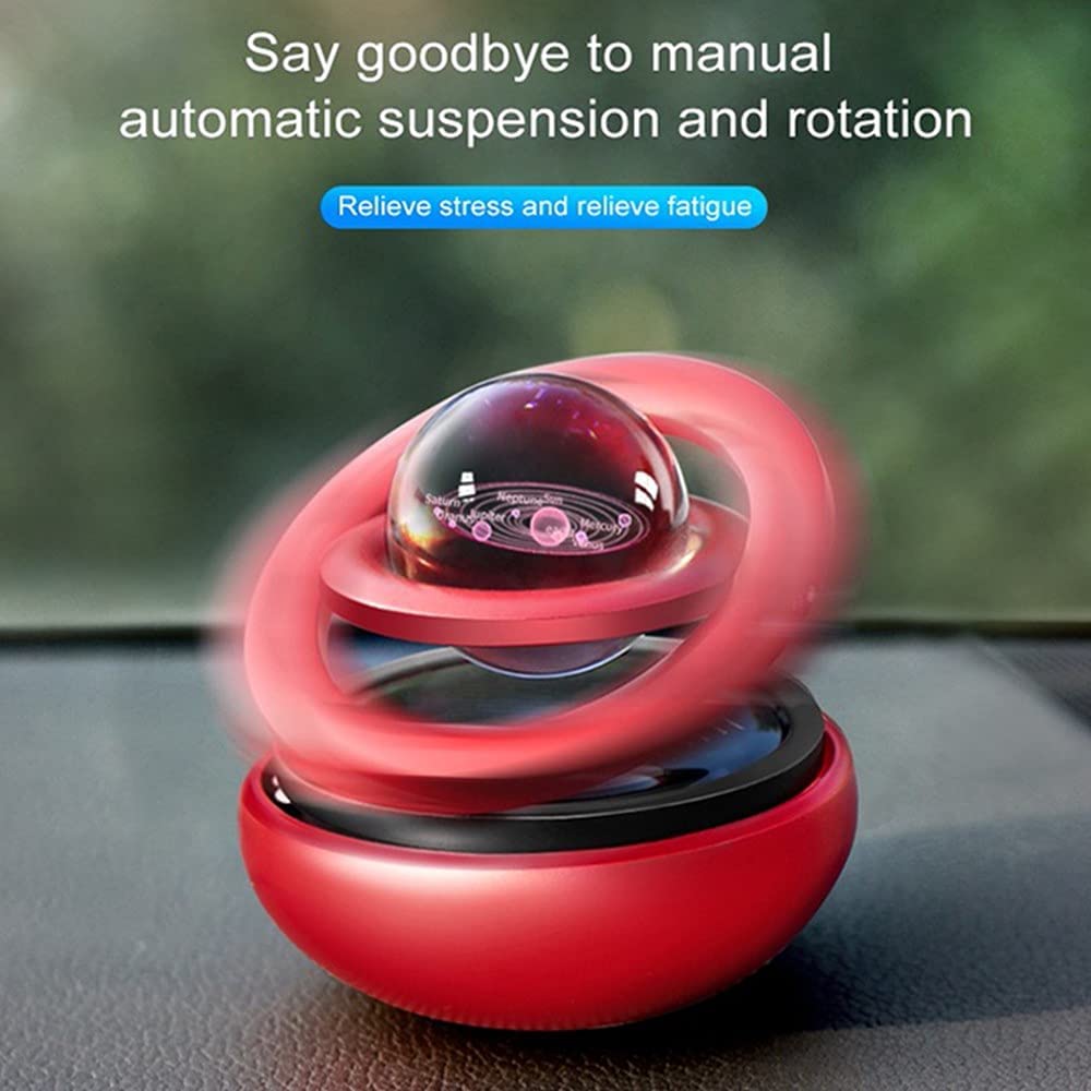 Car-mounted Solar-powered Rotating Perfume, Floating Planet Car Perfume Decoration, Car Freshener with Smooth Sailing and Beautiful Meaning, Perfume Diffuser for Home Office Car